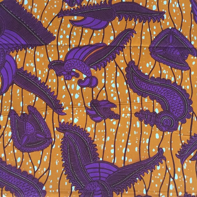 Burnt orange and purple African wax print