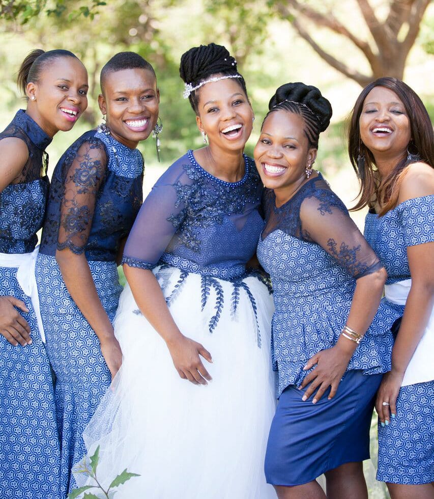 Blue shweshwe wedding dresses