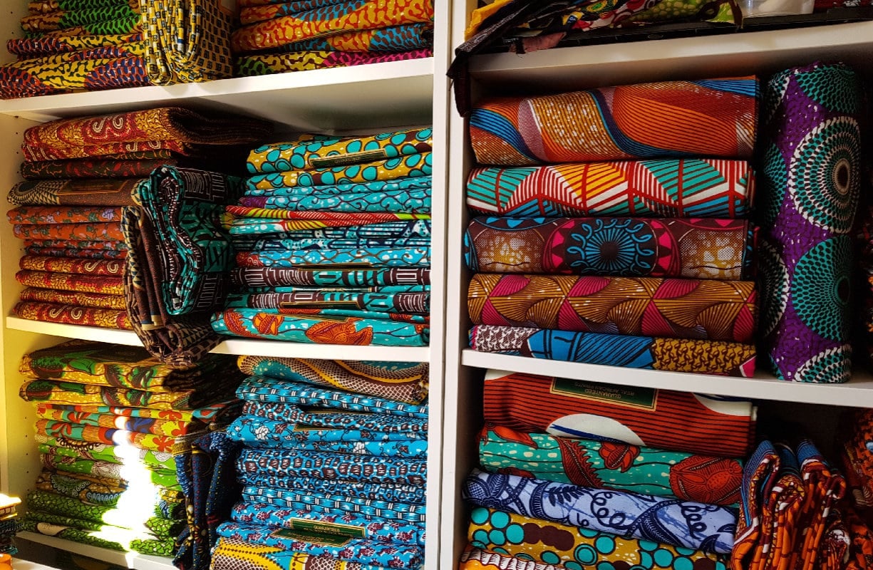 African Wax Ankara Print Fabric Bin Floral Home Decor Storage Cube Organizer With Handles Collapsible Storage Bin BlueWhite
